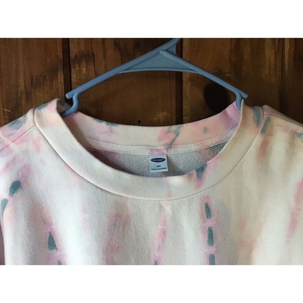Old Navy Tie Dye Sweatshirt XXL Pink Stripes Thick Heavy Warm - Picture 3 of 7